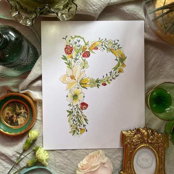 Hattie Darling - 8x10” Monogram Art Print - P - Picture 1 of 1